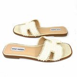 Steve Madden Women's Cream Size 8.5 Tweed Beaded Slide