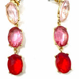 Leith Pink / Red Dangle Linear Crystal Earrings