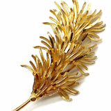 Coro Gold Tone Feather Brooch