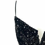 by Anthropologie Women's Black Size L Bustier Sequined Sleeveless