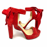 JIMMY CHOO Women's Red Size 39/8.5 Block Heel Suede Ankle Strap Sandals
