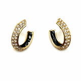 Swarovski Gold Tone Black Horseshoe Crystal Earrings