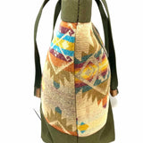 Pendleton Wool Beige Green Zip Top Tribal Tote