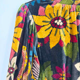 Farm Rio Macaw Women's Multi-black Size XS Long Sleeve Velvet Flower Dress