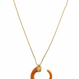 Kenneth Lane Orange Gold Tone Pendant Resin Horn Necklace