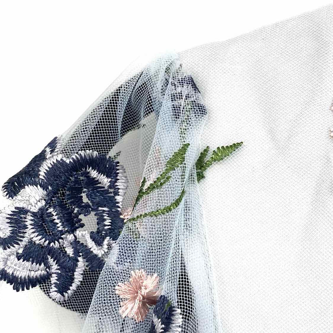 Chi Chi Women's Baby Blue Size 10 Midi Tulle Flower Embroidered Dress