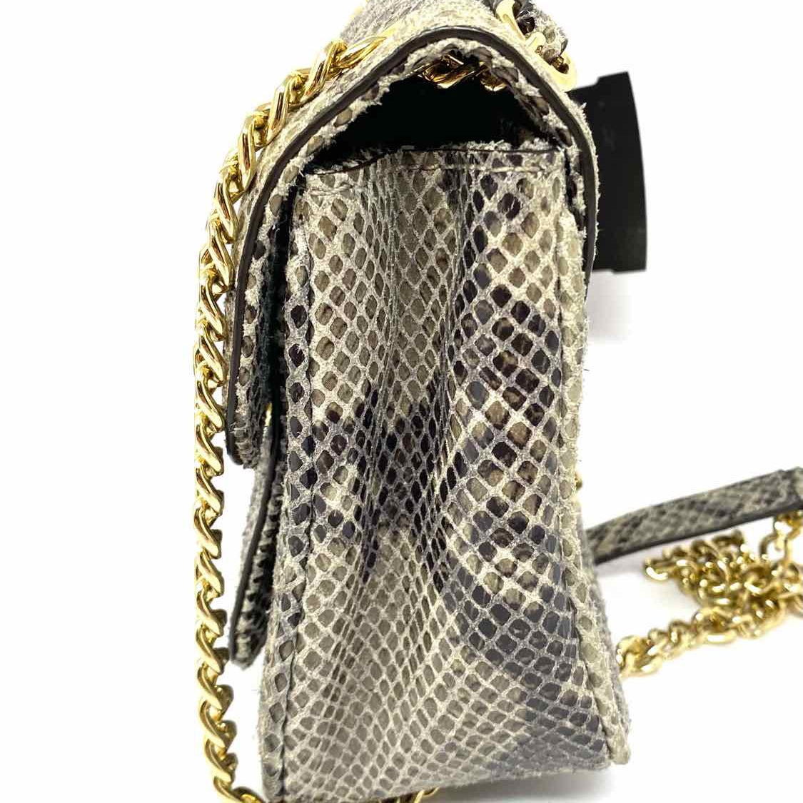Michael Kors Beige/Black Flap Snake Embossed Leather Shoulder Bag