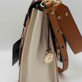 Brahmin Vineyard Ophelia Navy Brown Cream Top Handle Color Block Shoulder Bag