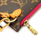 LOUIS VUITTON 2014 Neverfull Pochette Brown Rectangular Monogram Wristlet