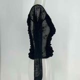 AFRM Women's Black Size S Ruched Mesh Lace Long Sleeve