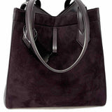 Fendi Origami Medium Tote Deep Plum Purple Suede Tote
