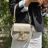 Chloe Small Tess Taupe Saddle Bag O Ring Leather Shoulder Bag