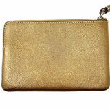 Coach Corner Zip Brown Metallic Pebbled Leather Wristlet