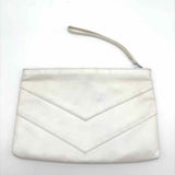 TONI Vintage White Rectangle Chevron Leather Wristlet
