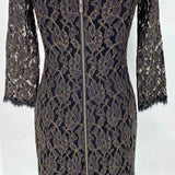 Diane Von Furstenberg Women's Black / Gold Size 4 Midi Lace Floral Dress
