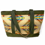 Pendleton Wool Beige Green Zip Top Tribal Tote