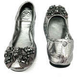 Tory Burch Azalea Women's Silver Size 7 Ballet Bow Flats