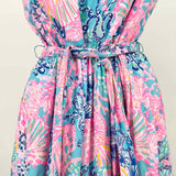 Lilly Pulitzer Women's Blue Pink Size 12 Tiered Coral Dress
