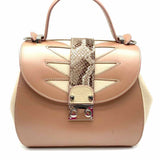 Giorgia Milani Peach Top Handle Color Block Leather Satchel