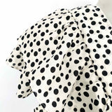 Max Studio Women's White / Black Size M Ruffled Polka Dot Short Sleeve Top