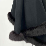 I. Magnin Women's Black Size One Size Fur Trim Cape