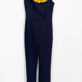 Galvan London Women's Navy / Yellow Size 6 Sleeveless Sequin detail Jump Suit