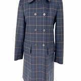 Theory Alba Women's Navy Size S Double Breasted Window Pane Coat