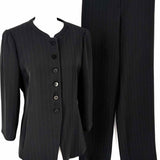 Armani Collezioni Women's Black Size 8 2 Piece Pinstripe Blazer & Pants Set