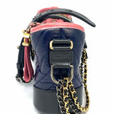 Chanel 2018-19 Gabrielle Sm Pink Navy Chevron calfskin Made in France Crossbody