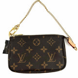 LOUIS VUITTON 2016 Mini Pochette Accessoires Coated Canvas Brown Monogram Clutch