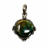 Estate Silver Round Labradorite Pendant