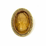 Statement Yellow Gold Tone Oval CAMEO Brooch