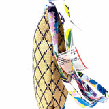 Vera Bradley Raffia Beige/Blue Square Whale Crossbody