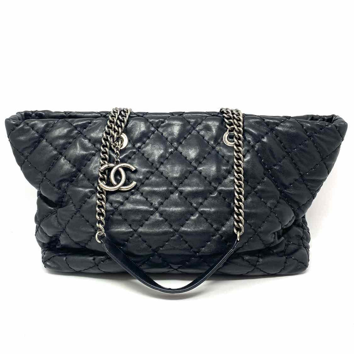 Chanel 2012 Ultimate Stitch Shopping Black Quilted Lambskin Leather Tote