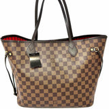 LOUIS VUITTON Neverfull MM w/ Pochette Coated Canvas Brown Damier Ebene Tote