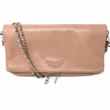 ZADIG&VOLTAIRE Light Pink Foldover Pebbled Leather Clutch