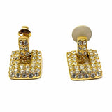 Swarovski White Gold Tone Clip On Geometric Crystal Earrings