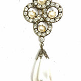 Estate Ivory Silver Tone Dangle 2.25" Faux Pearl Earrings