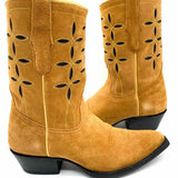 Planet Cowboy Women's Caramel Size 9 Cowboy Suede Eyelet Boots