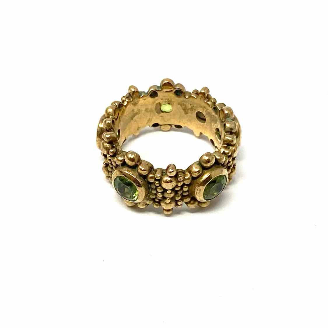 Stephen Dweck size 7 Gold Tone Band Dots Peridot Ring