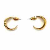 Statement Gold Tone Huggie Ribbed Earrings