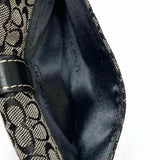 Coach Canvas Black Gray Tri-fold Buckle Signature Wallet