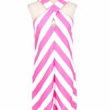 STS Sail to Sable Vestido sin mangas Chevron talla 4 rosa fuerte/blanco para mujer