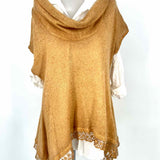 Karamel Collection Women's White Camel Size L Layered Long Sleeve
