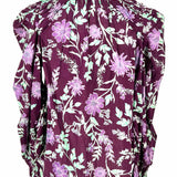 Free People Women's Purple Size XS Button Down Cotton Floral Long Sleeve