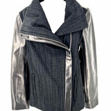 HELMUT LANG Women's Black Size S Asymmetrical Gauze Mixed Media Jacket