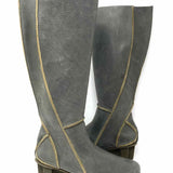 trippen Women's Gray Size 38/8 Wedge Leather Boots