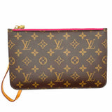 LOUIS VUITTON 2014 Neverfull Pochette Brown Rectangular Monogram Wristlet