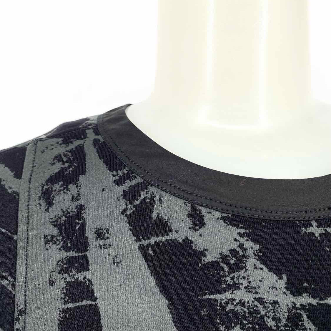 HELMUT LANG Tera Print Women's Black Size M T-shirt Rayon Blend Splatter Dress