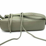 REBECCA MINKOFF Darren Sage Green Turnlock Studded Pebbled Leather Crossbody
